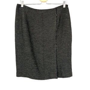 Doncaster gold black tweed suit skirt pencil business casual career woven 14